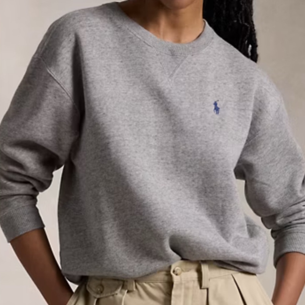 Polo by Ralph Lauren Gray Crewneck Sweater with Ribbed Details
